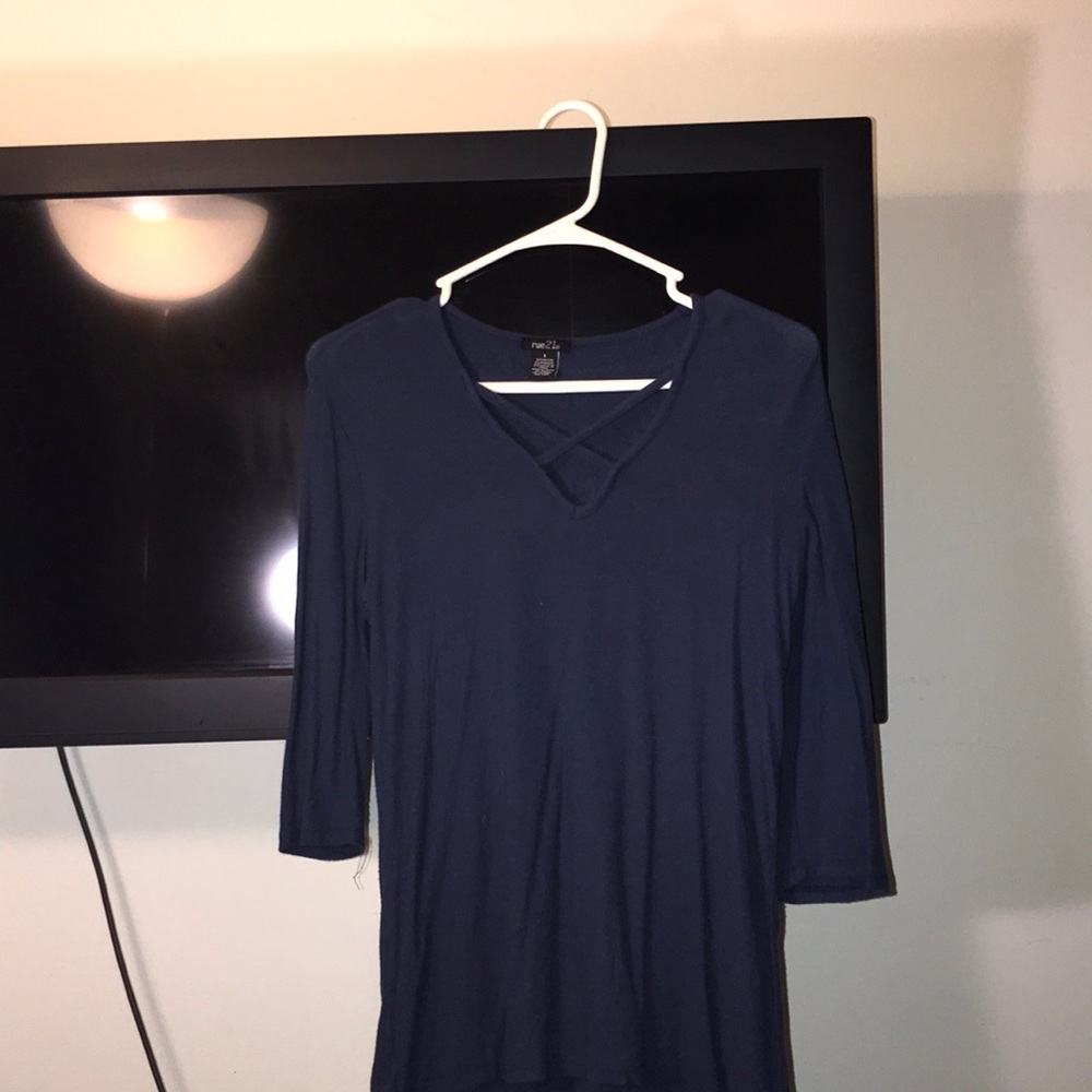 navy blue crossed shirt
